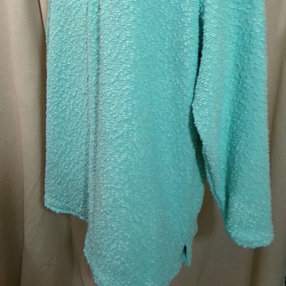 New POPCORN KNIT crew neck Sweater Top XL Mint Green dolman sleeve Tunic stretc - Picture 5 of 8